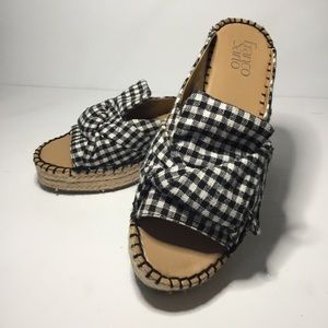 Franco Sarto Women’s Black And White Gingham Espadrilles Size 7.5